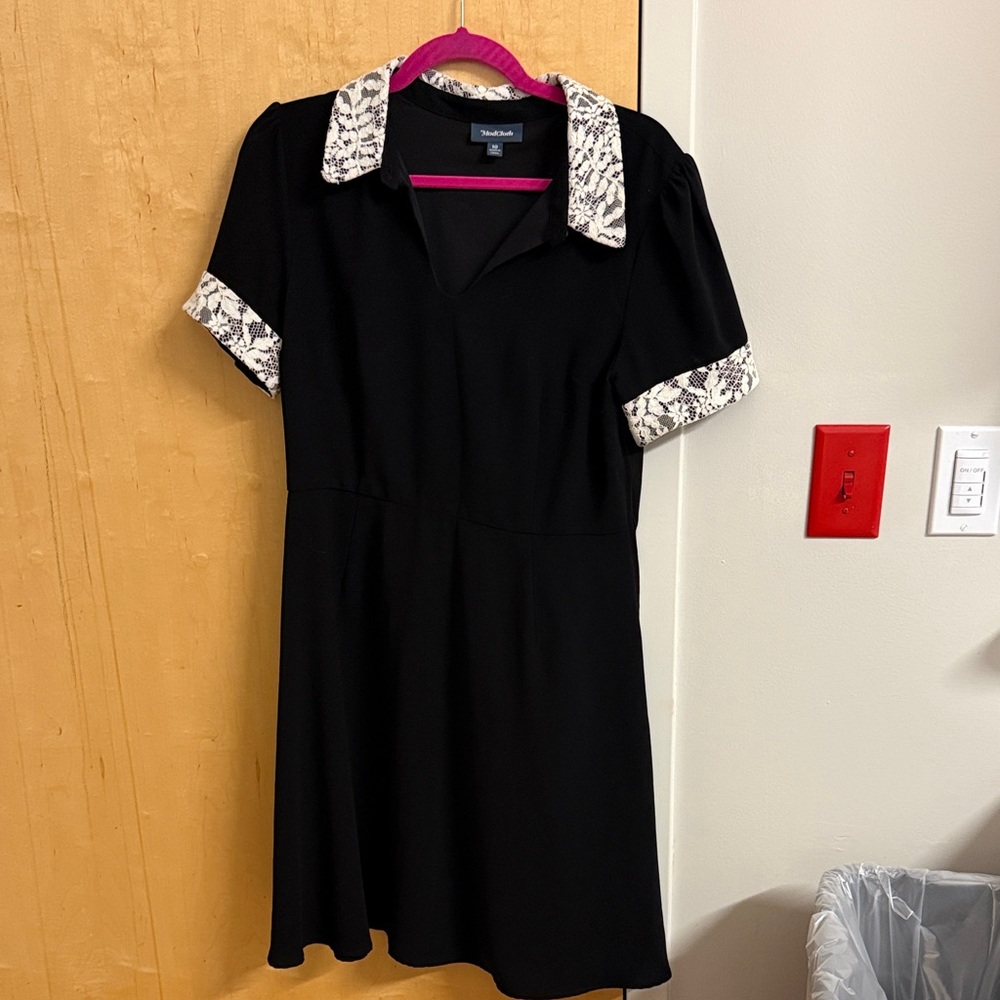 ModCloth Black Mini Dress with Lace Collar & Cuff Accents